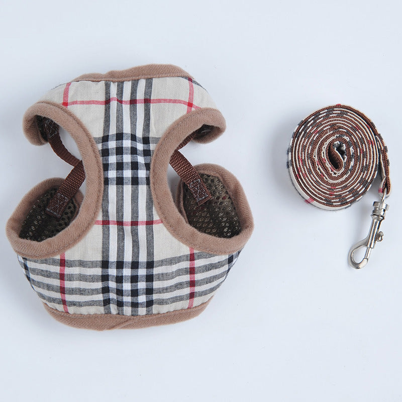 Brown harness leash set front view — Pawnests