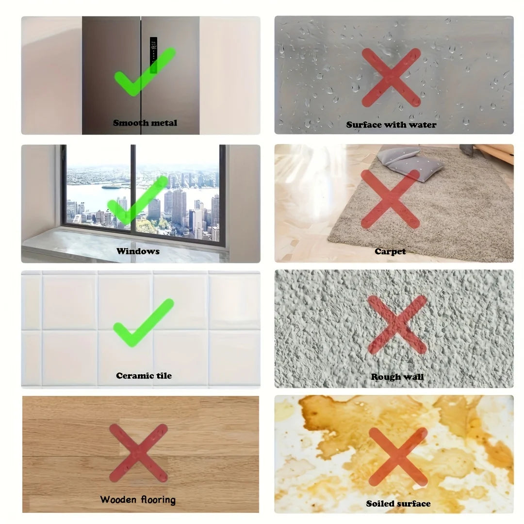 Surfaces to avoid for the cat teaser toy suction cup: wet, carpet, rough wall, wood floor, soiled | Pawnests