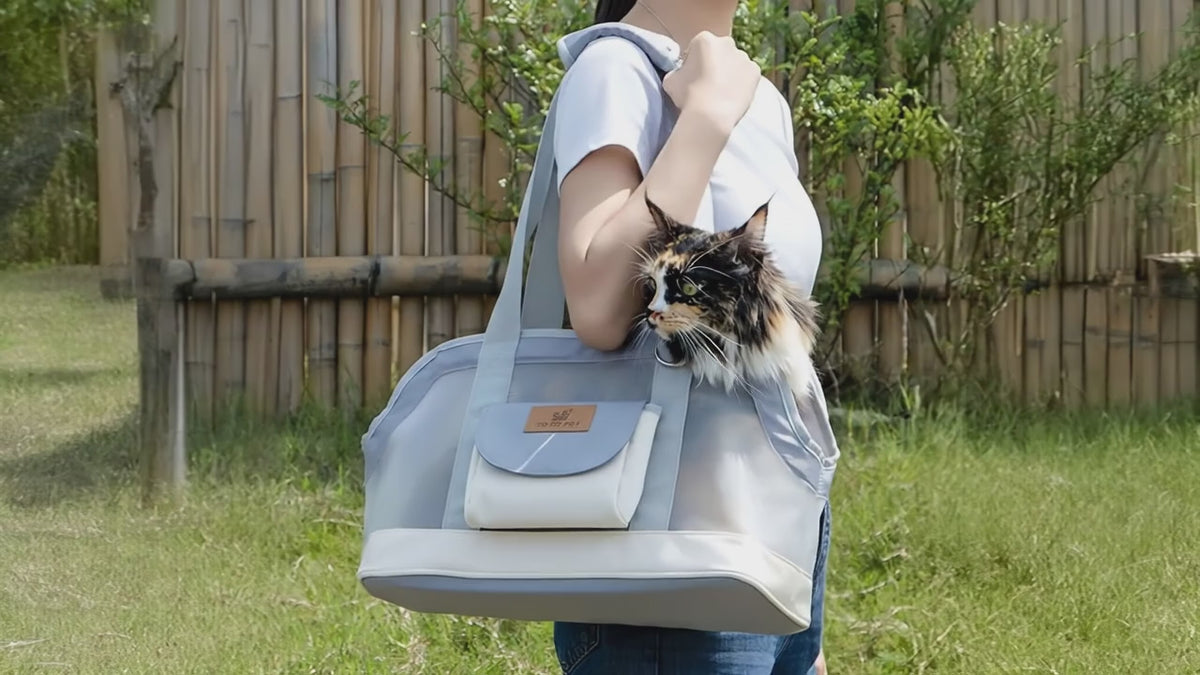 Bolsa Portadora para Mascotas al Hombro | Tote de Viaje Transpirable para Gatos y Perros